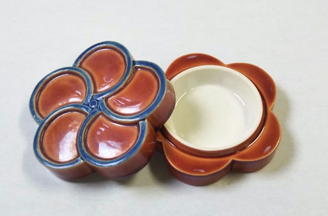 茶道具 香合 赤茶交趾 梅型 中村翠嵐 新品 交趾焼