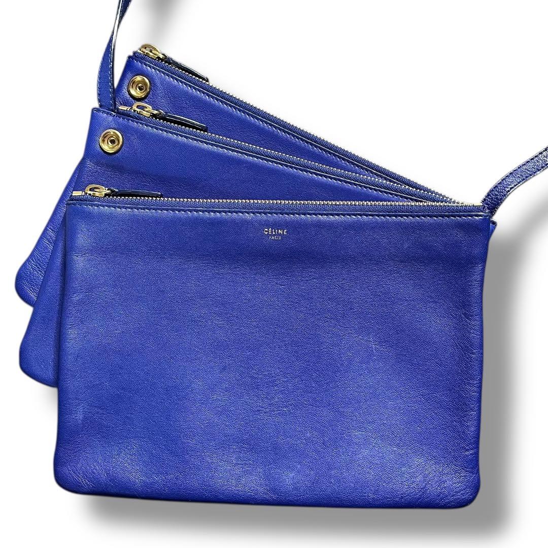 美品 CELINE セリーヌ トリオ レザー バッグ ショルダー フィービー期