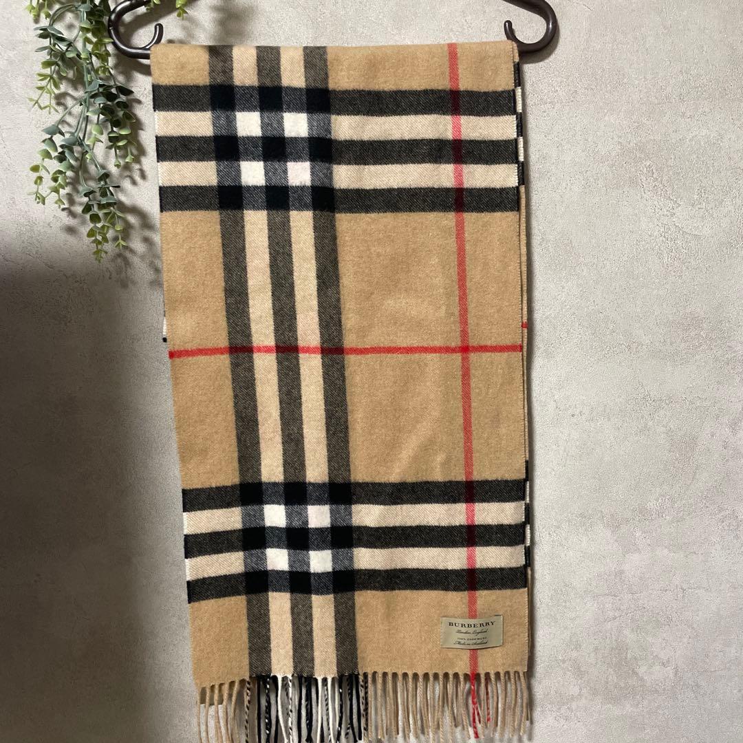 美品　バーバリー　カシミア100% マフラー　ノバチェック　ハート