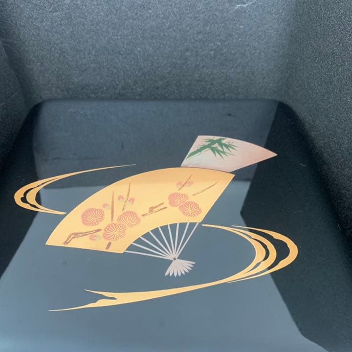 天然木 うるし塗り 漆塗 三段重箱 扇面蒔絵 三段 重箱