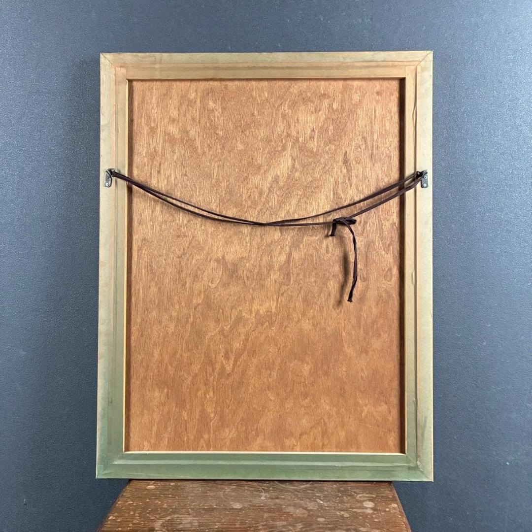 川西英「競馬場（淀）」木版画 直筆サイン入 額縁入 神戸を代表する木版画家