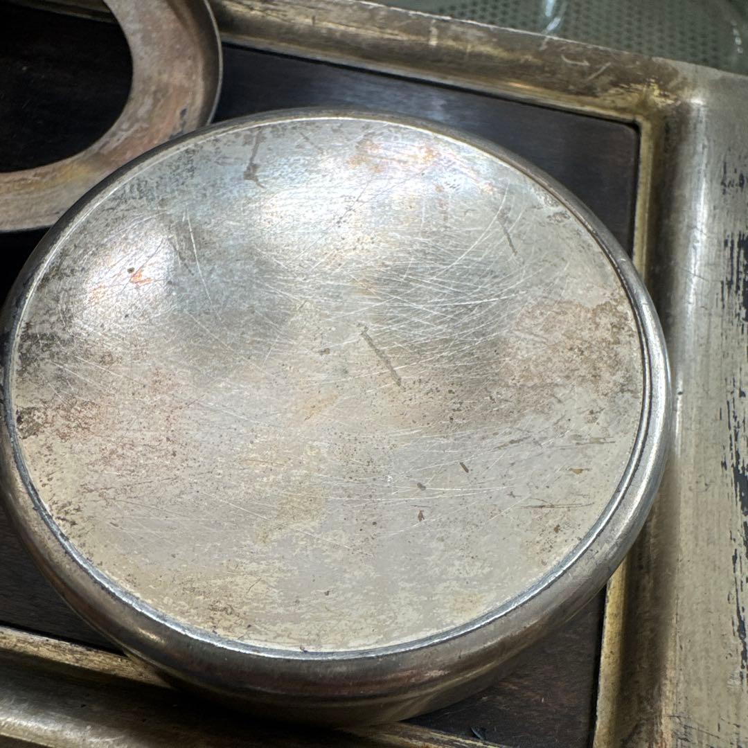 金属製編み目模様　タバコ盆