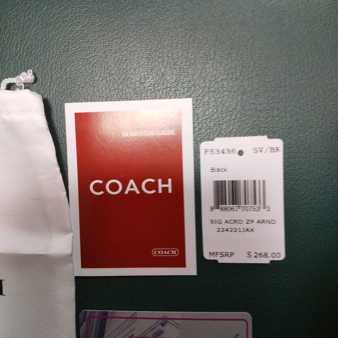 正規品❗️COACHブラックレザー 二つ折り財布 ❣️美品。ゴールドロゴ