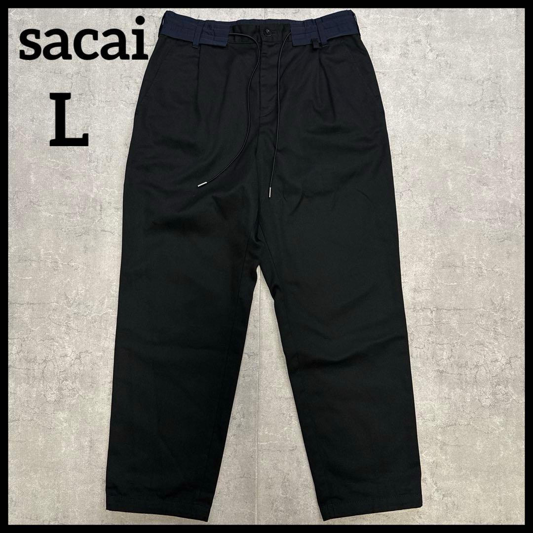 sacai サカイ ナイロン切替 ワイド テーパードパンツ黒 21AW ３