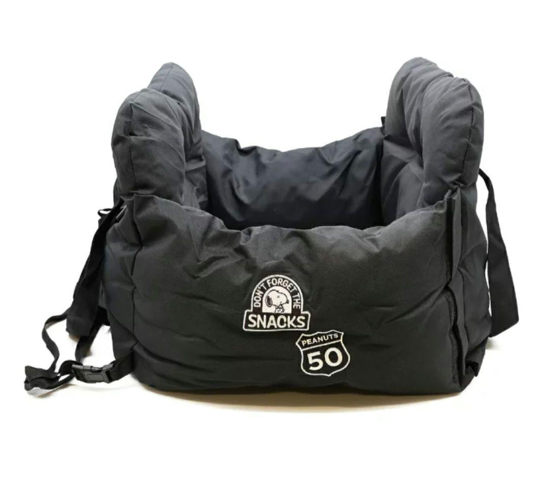 スヌーピー　ドライブキャリーベッド　犬用カーシート ペットベッド　ネイビー