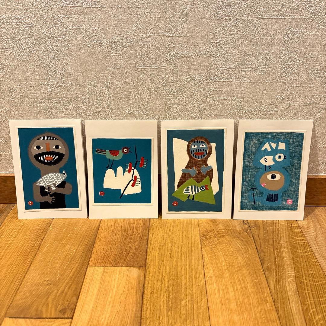 畦地梅太郎　木版画　山男