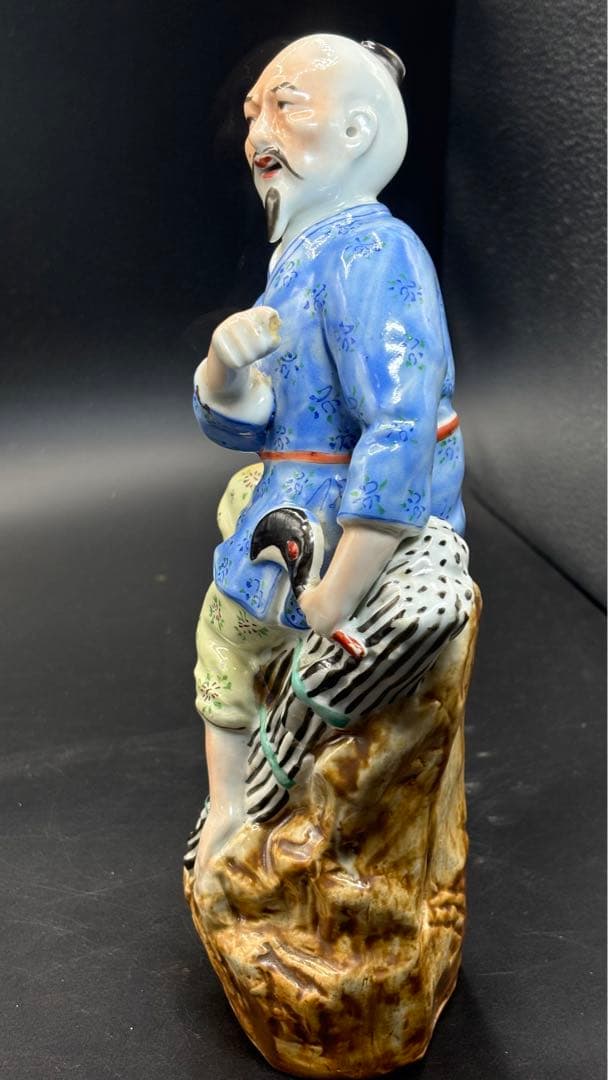 中国美術 中国古玩 色絵陶人形 陶器人形 高さ25cm 置物 オブジェ 古董品