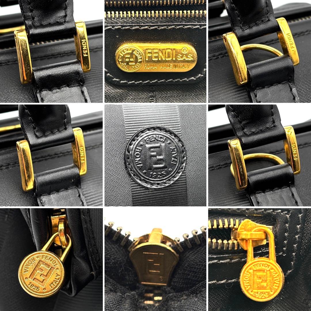 【未使用級】フェンディ ペカン ミニボストン 2way ナイロン レザー 黒