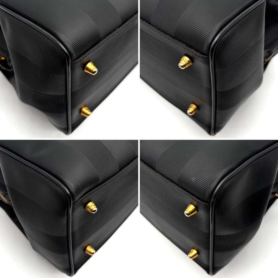 【未使用級】フェンディ ペカン ミニボストン 2way ナイロン レザー 黒