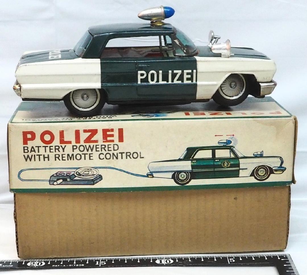 イチコーPOLIZEIパトカー白緑 小 リモコン欠tinブリキtoy car箱付