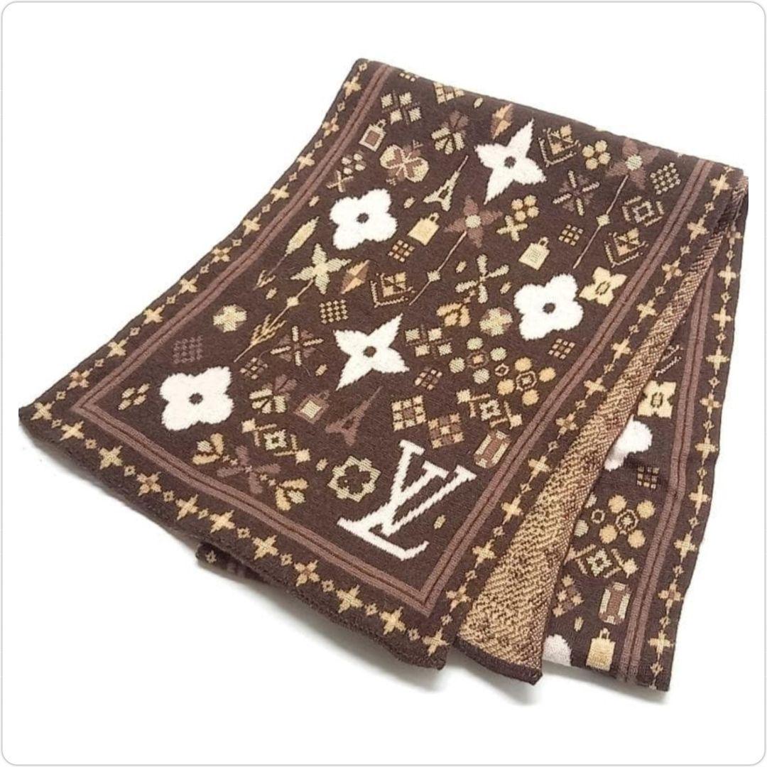 LOUIS VUITTONイタリア製総柄マフラー ウール×ビスコース410477