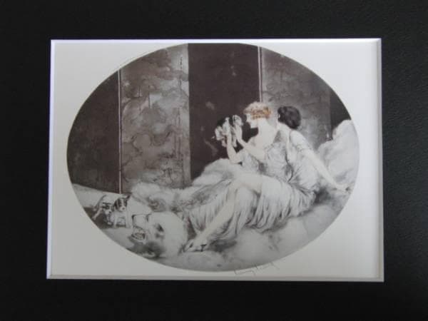 ルイ・イカール・アールデコ/仔犬、希少な限定版額装用画集より、新品高級額装付