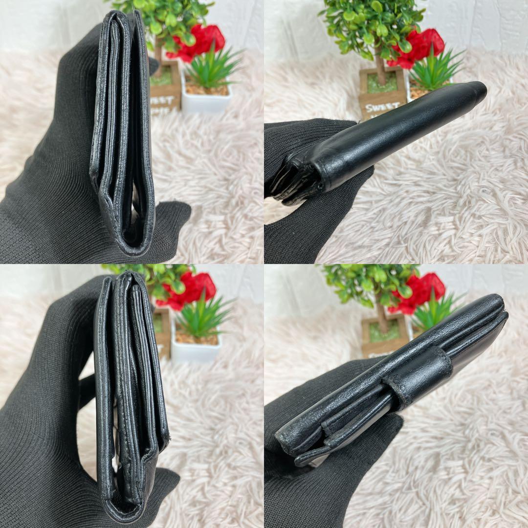 CHANEL シャネル ココ ラムレザー 二つ折り ブラック Wホック