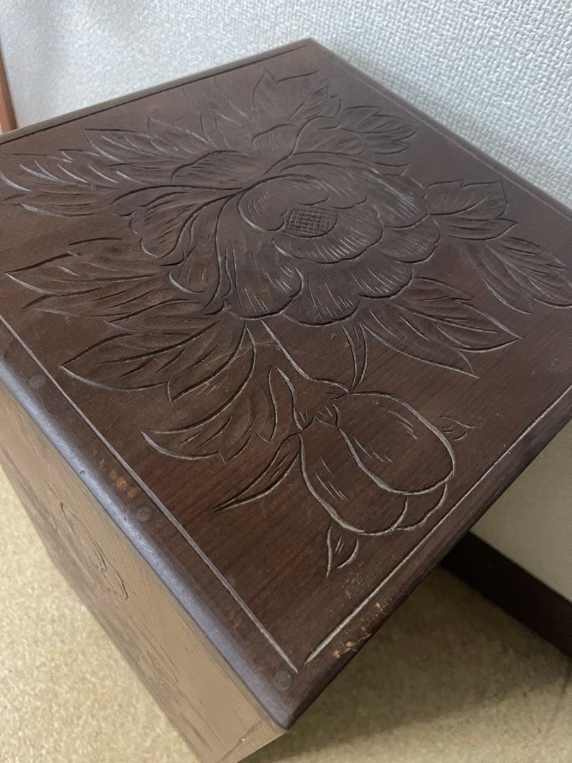 希少　アンティーク　日光彫？軽井沢彫？箪笥　5段式　引き出し　入手困難