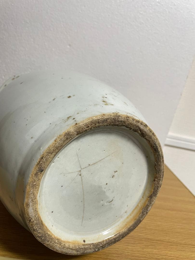 中国古玩　染付 双耳 大花瓶 高約43.2cm 清朝 時代物 中国美術 花瓶