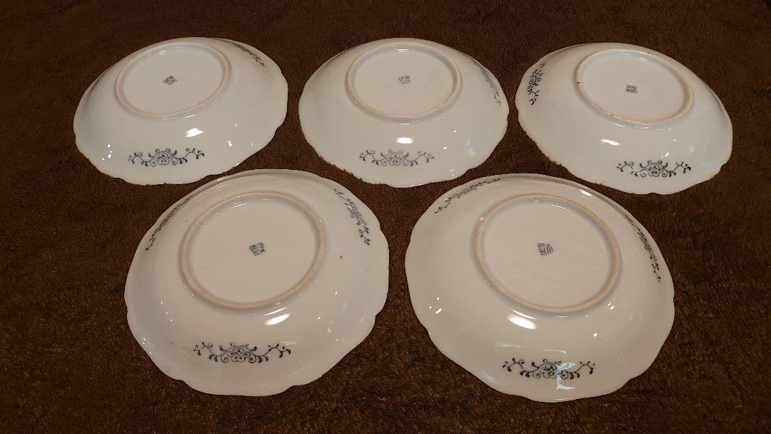 古伊万里　伊万里　染付　輪華皿　６寸皿　蔵出し　５客