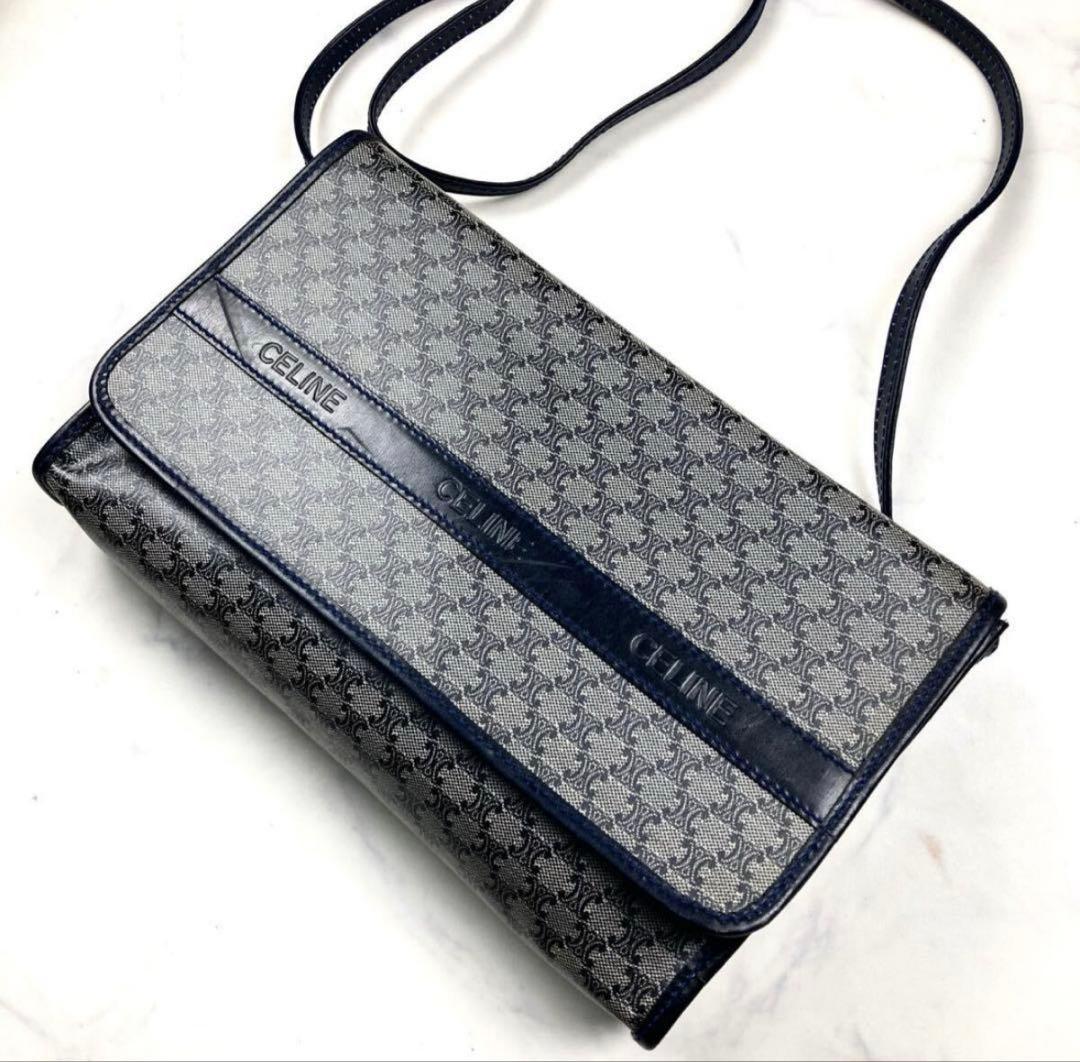 美品 CELINE セリーヌ ショルダーバッグ マカダム トリオンフ レザー