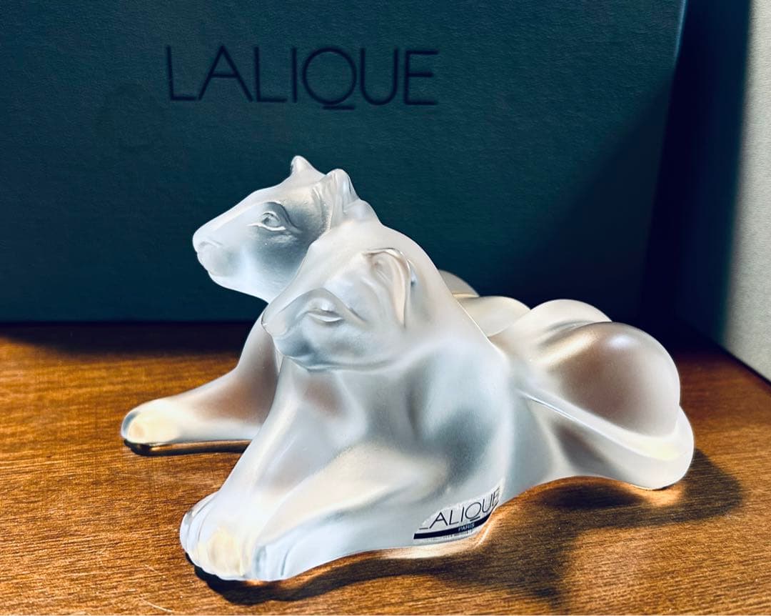 LALIQUE ラリック　愛合うライオン達　置物 オブジェ フィギュリン