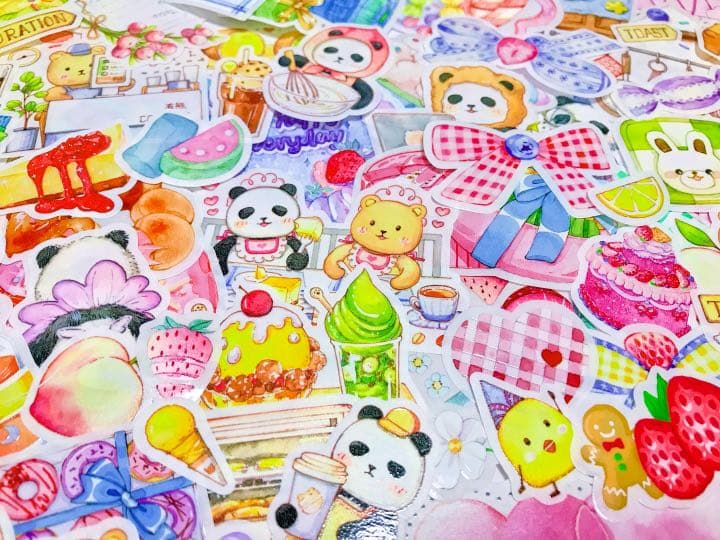 可愛いい❤️❤️フレークシール( ⸝⸝•ᴗ•⸝⸝ )くまパンの仲良し喫茶店♡♡