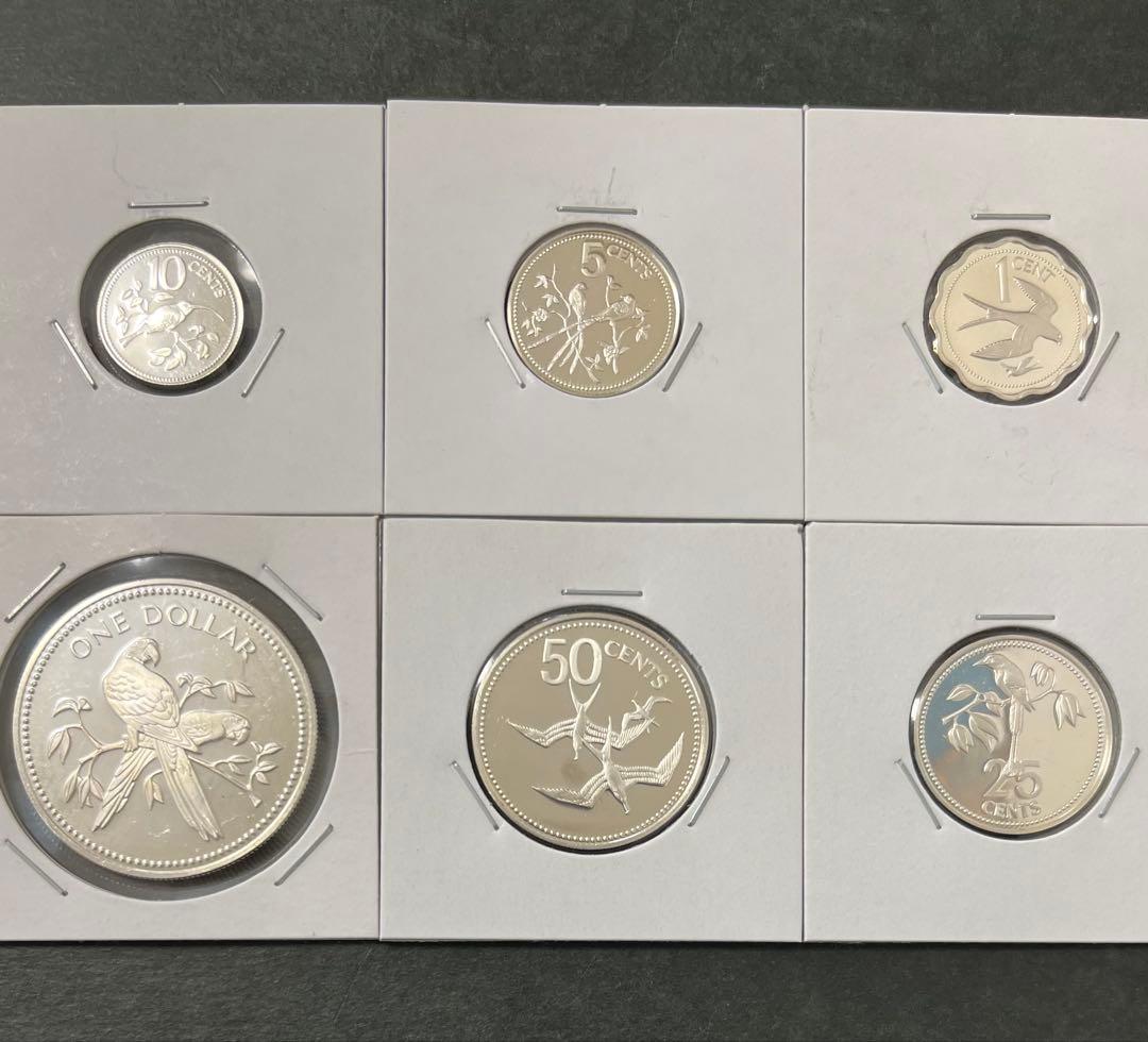 ベリーズ　1ドル〜1セントプルーフ銀貨　1975年　6枚まとめ