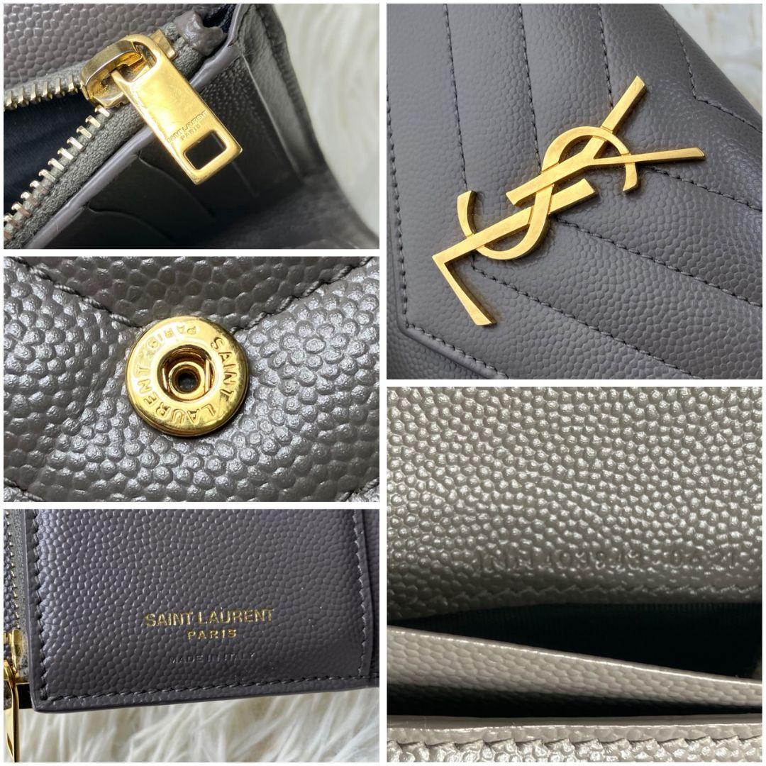 極美品✨サンローラン 三つ折り財布 YSL カサンドラ キャビアスキン