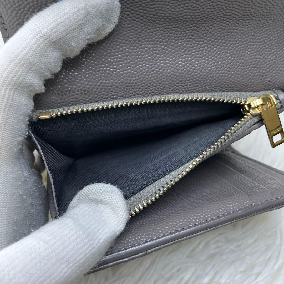 極美品✨サンローラン 三つ折り財布 YSL カサンドラ キャビアスキン