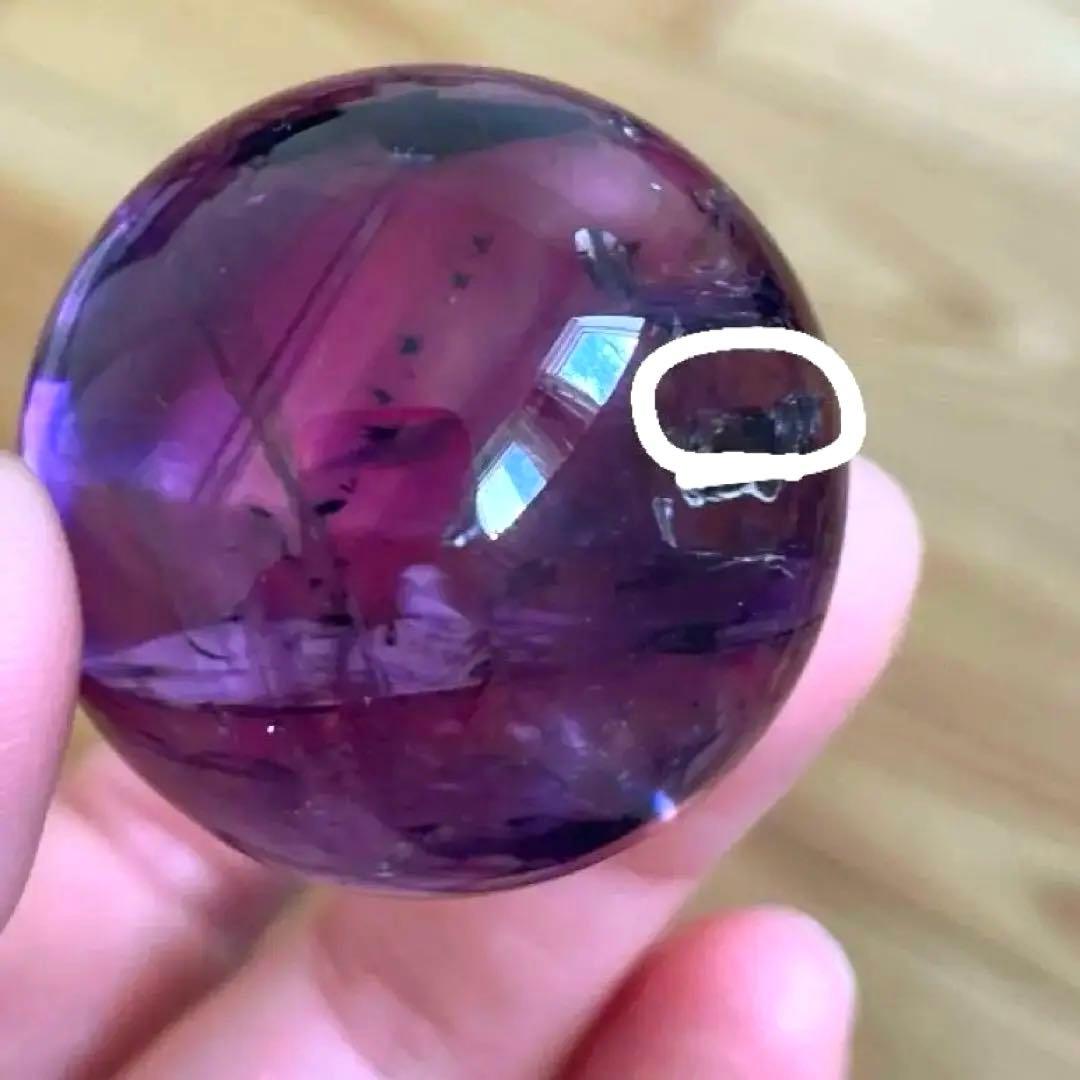 アメシスト　スフィア　高品質　3.7㎝　虹　ファントム　ホーランダイ　アメジスト