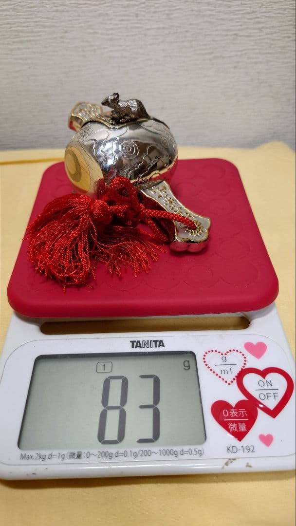 銀製　小槌　置物