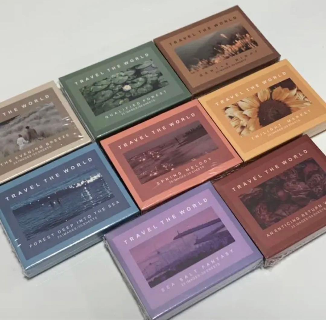 W1424.TRAVEL THE WORLD ボックス入りフォトステッカー 8種