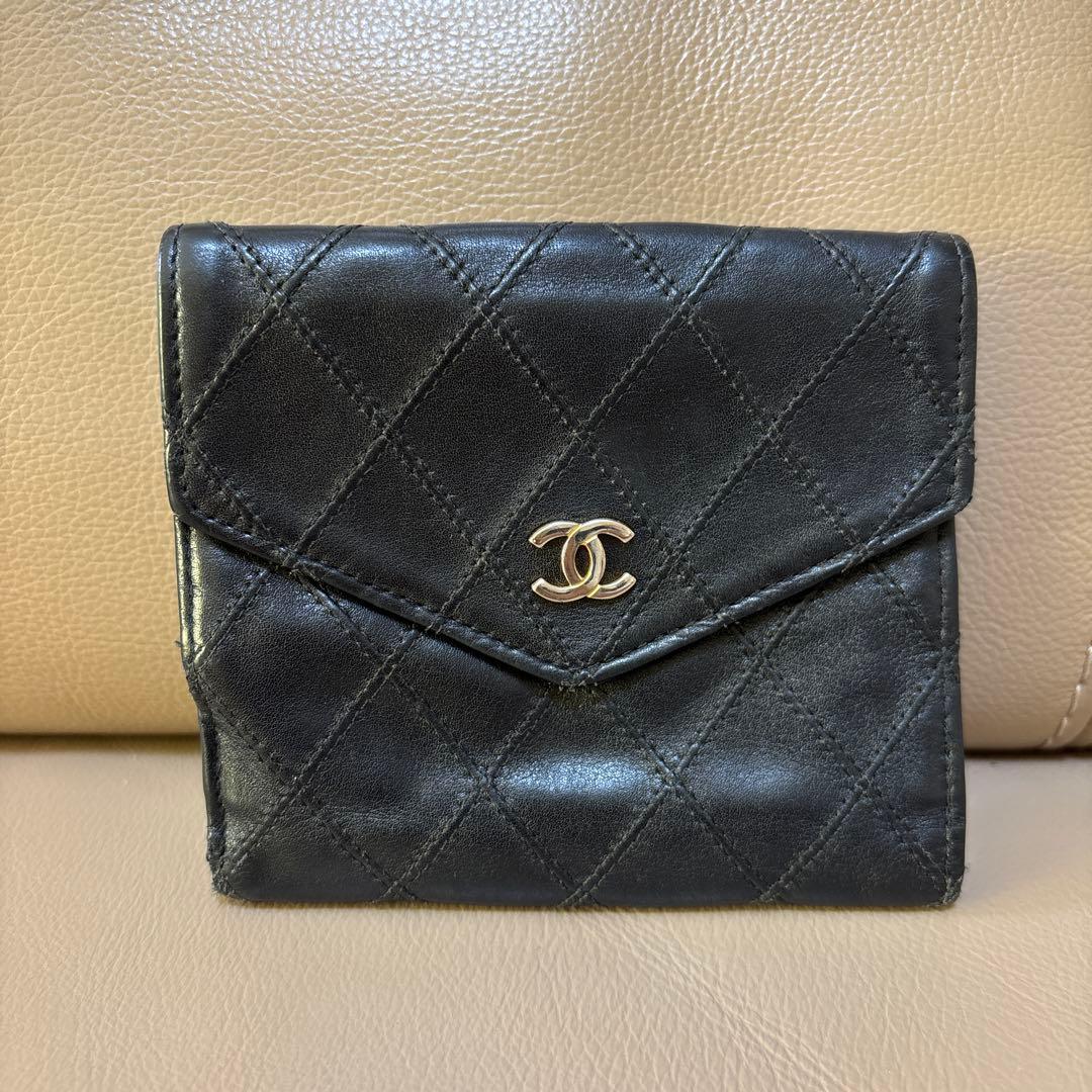 本物・正規品　CHANEL ビコローレ ラムスキン 二つ折り財布 Wホック
