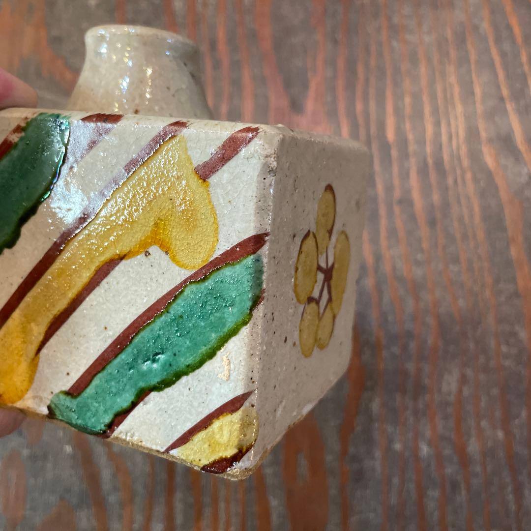 益子焼　合田好道　色絵角瓶　箱なし