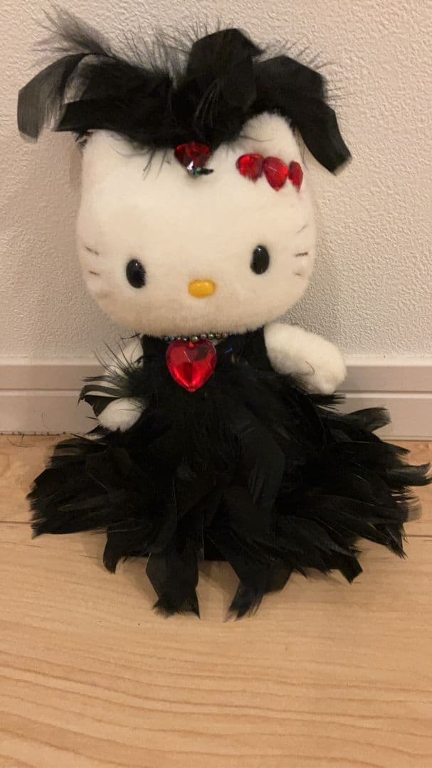 ハローキティ×美空ひばりコラボ／黒ドレス ぬいぐるみ激レア品☆2000年製