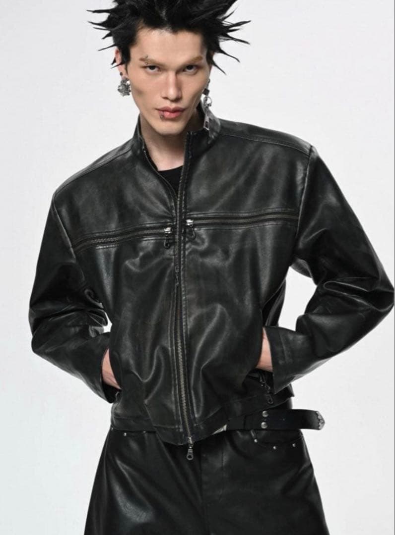 SGW 十字架 ライダースジャケット　レザー　秋　クロスモチーフ