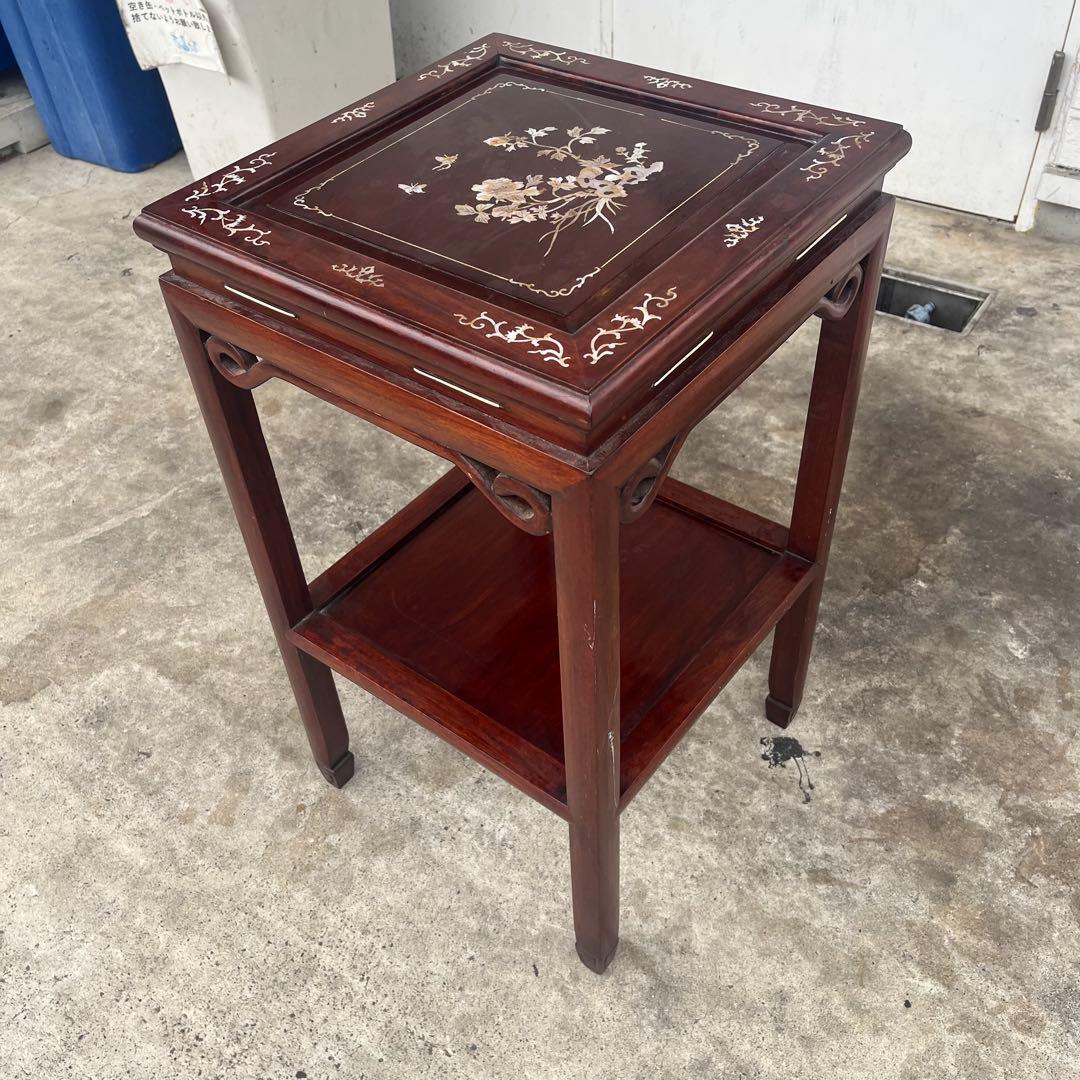 希少◆中国 唐木 螺鈿 青貝 螺鈿象嵌 花梨　ネストテーブル