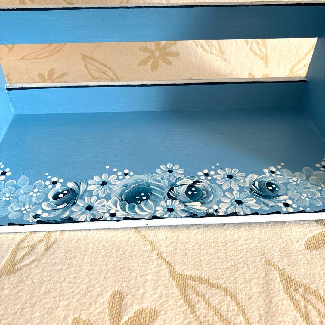 トールペイント 木製3段傾斜シェルフ、キャニスターラック、ディスプレイスタンド