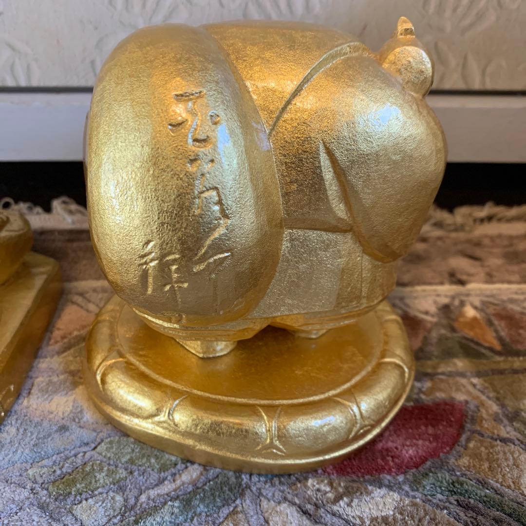 平櫛田中 満徳恵比寿尊 福聚大黒天尊 ブロンズ像 金 一対 福の神 保証書付き