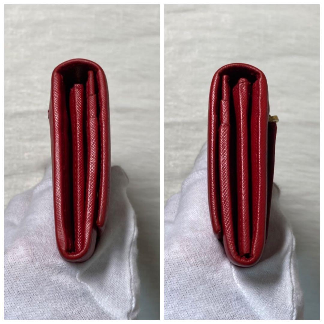 お買い得品　PRADA プラダ　サフィアーノ　長財布　赤　付属品　三角ロゴ