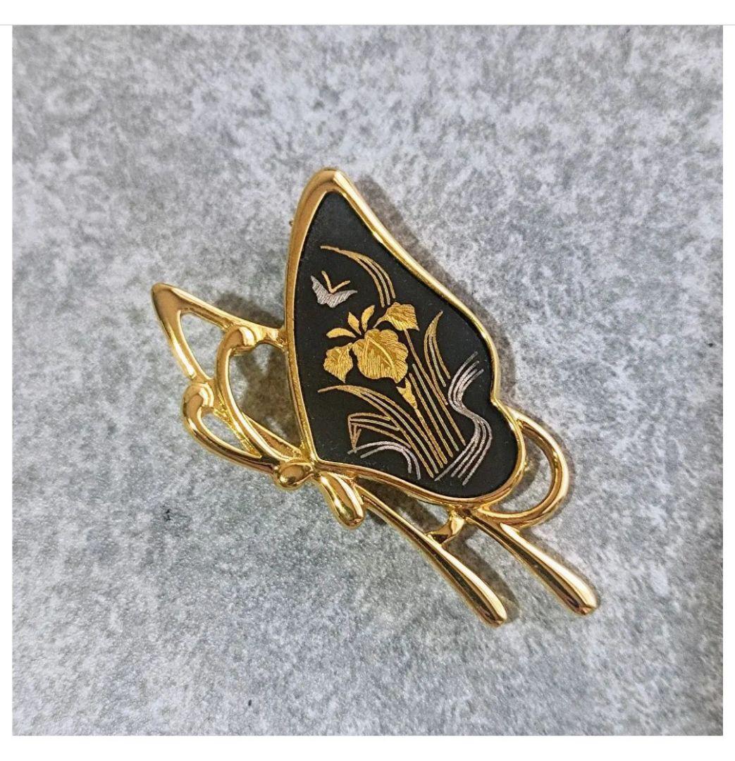 一級品 京都 伝統工芸 象嵌 ブローチ ☘純金はめ込み装飾☘