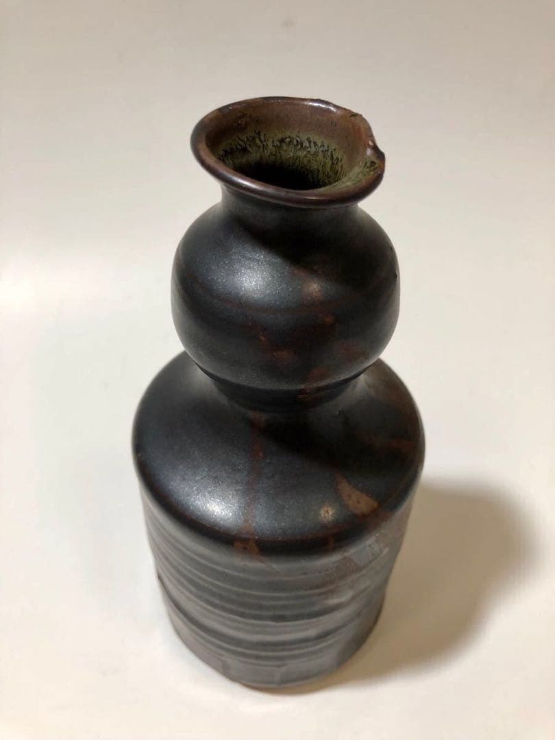 薩摩長太郎焼 角ひさご徳利】 三代長太郎 有山流石