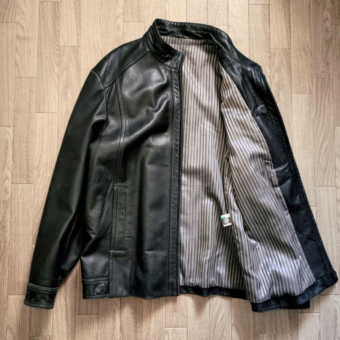 希少 イタリア製 ラムレザー ライダース シングル 2XL ジャケット