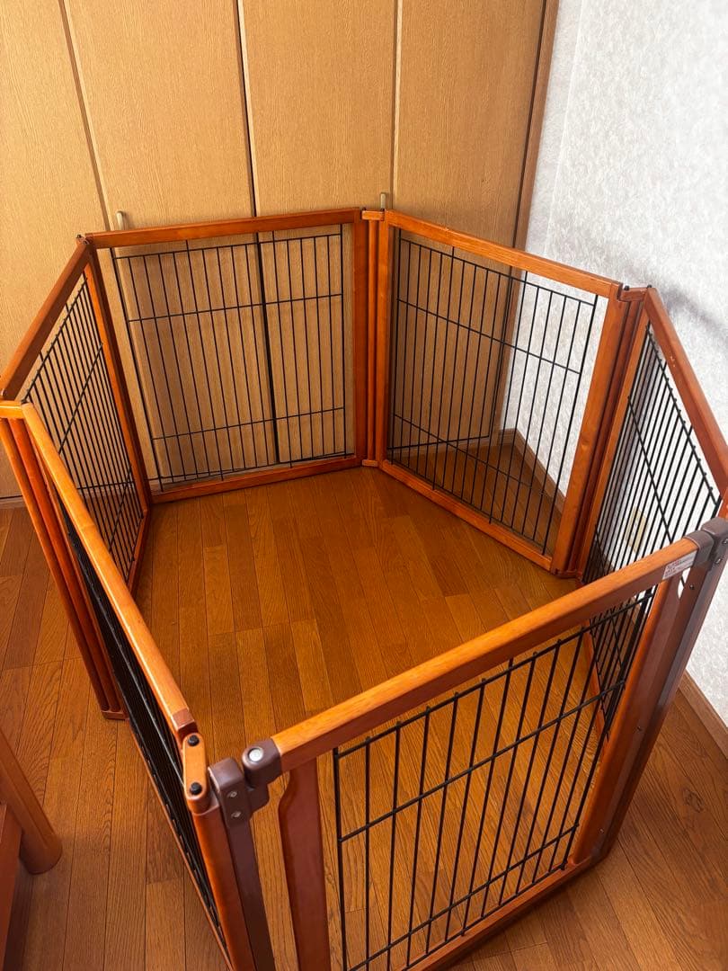 【中古】【Richell リッチェル】ペット用木製3WAYサークル6面90H