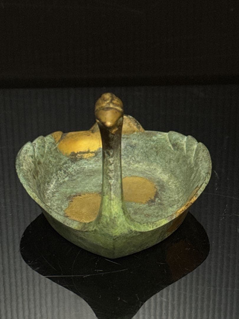 平安 名人 秦 蔵六 造 鍍金銅 床置 莨皿 桐共箱付 茶道具