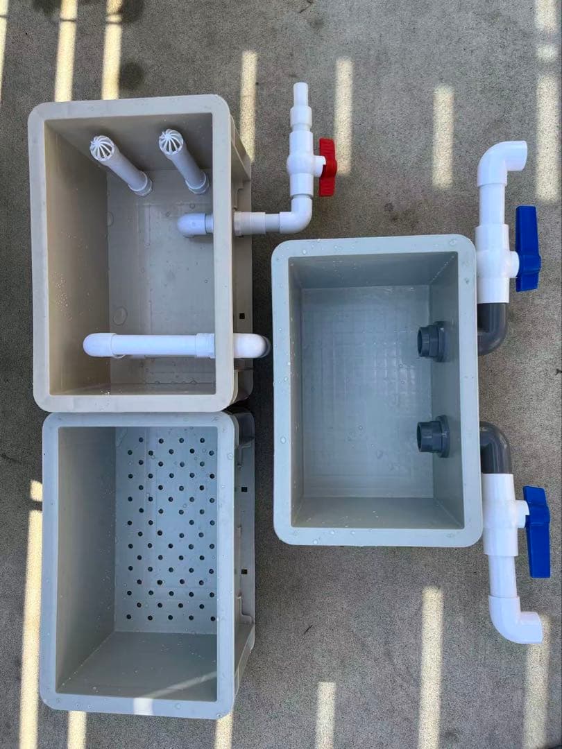 沈殿物理生物一体型濾過槽　外部式濾過装置器　水槽濾過バイオスポンジフィルター付き