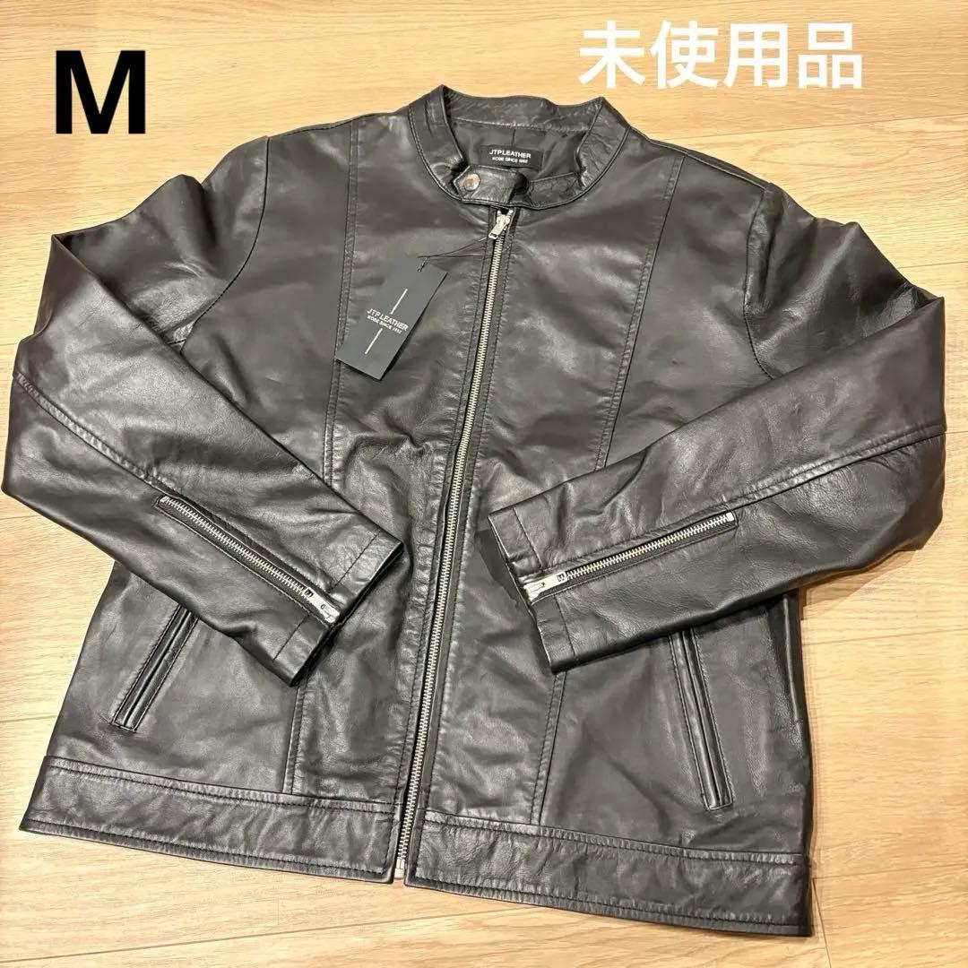 未使用品 JTPLEATHER 黒 シングル ライダース ジャケット M