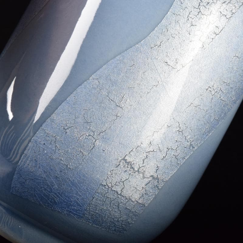 九谷焼　中田一於作　釉裏銀彩　湯呑　夫婦湯呑　共箱　V　7047