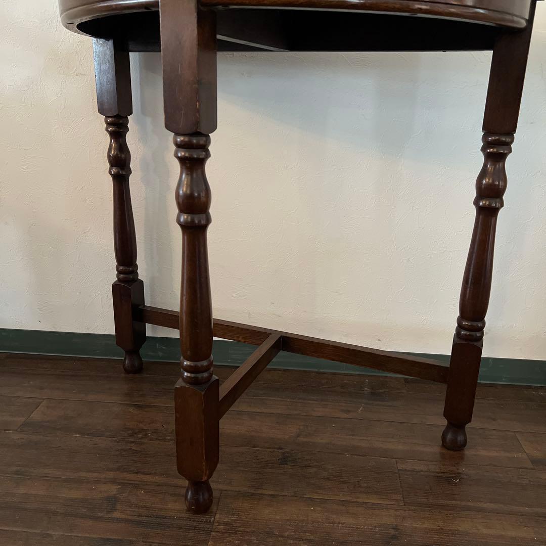 k966 英国アンティーク家具 半円コンソールテーブル ハーフムーン オーク材