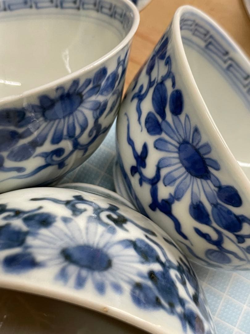 茶碗　3客セット【m735 骨董　或化年製 染付 磁器 古美術 レア　成化年製】