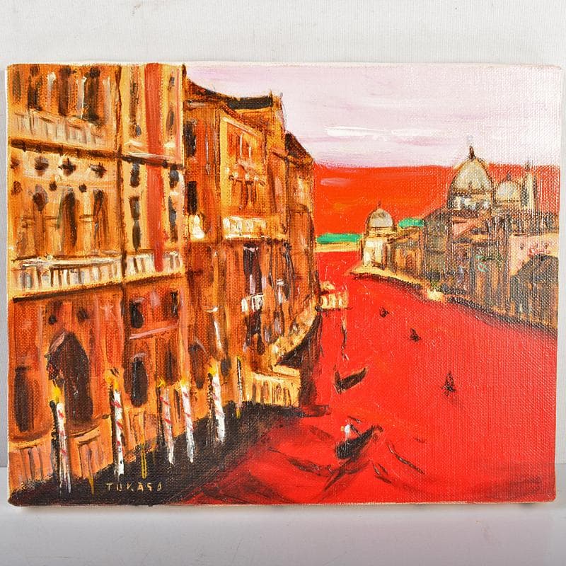 市村司作　油絵　F3号　「ヴェネツィア」　額装　C　R6737B