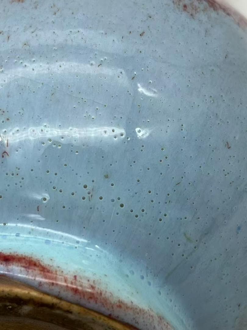 新中国八九十年代 天青釉紫斑長頸小瓶　「禹県鈞窯二場」銘入り(B-87)