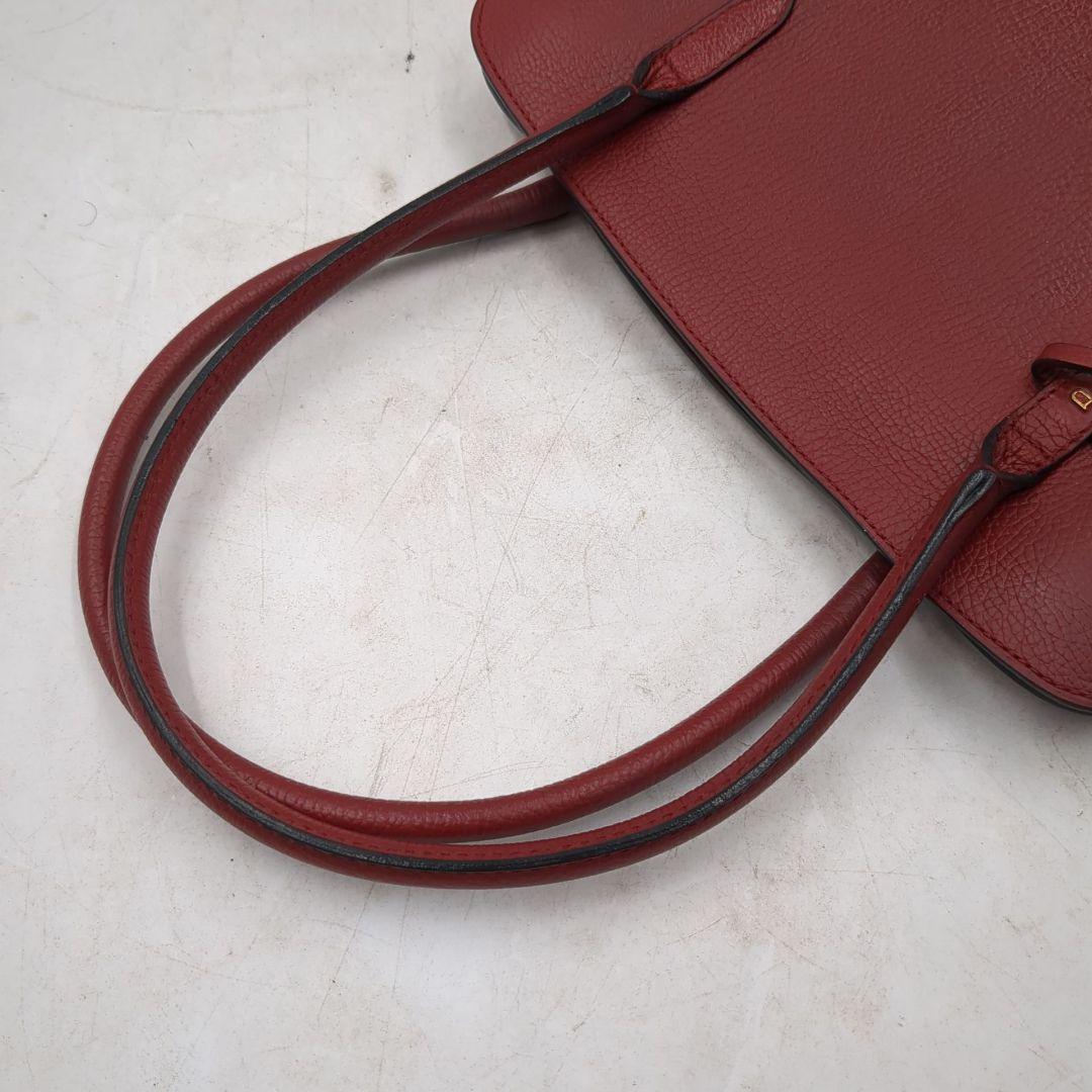 デルヴォー セピア　Dチャーム　トートバッグ　ミラー付き　赤